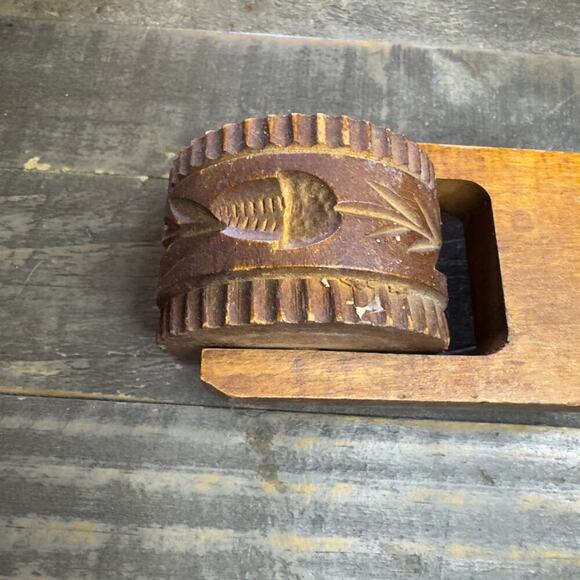 Antique Primitive Wood Butter Roller Rolling Pastry Press Kitchen Collectible - Picture 3 of 4